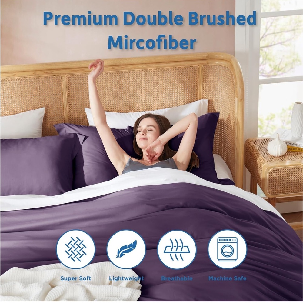 Nestl Purple California King Duvet Cover Set - Picture 4 of 5